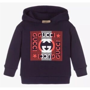 Gucci  Baby Sweatshirt various sizes Navy Blue NWT Logo Hoodie GG 24